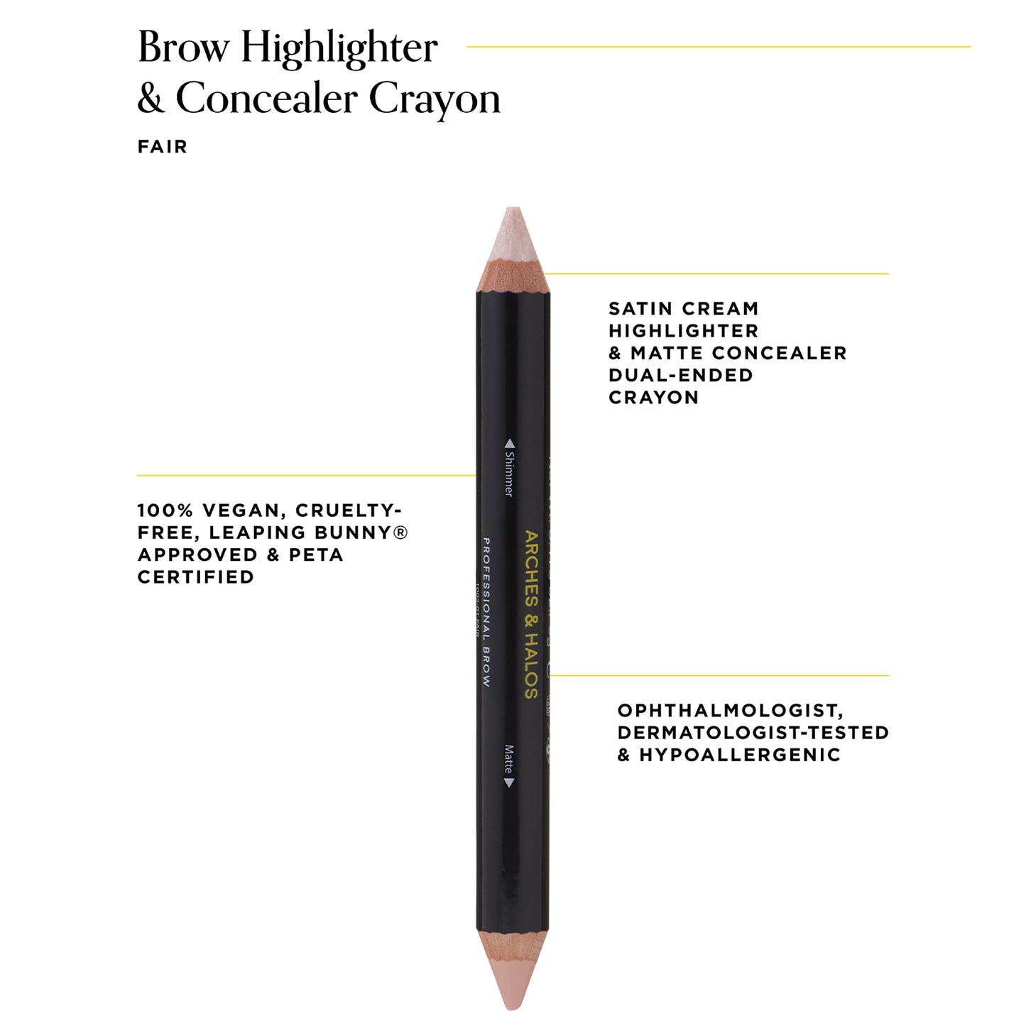 Dual-Ended Crayon - Matte Concealer & Satin Highlighter For Eyebrows