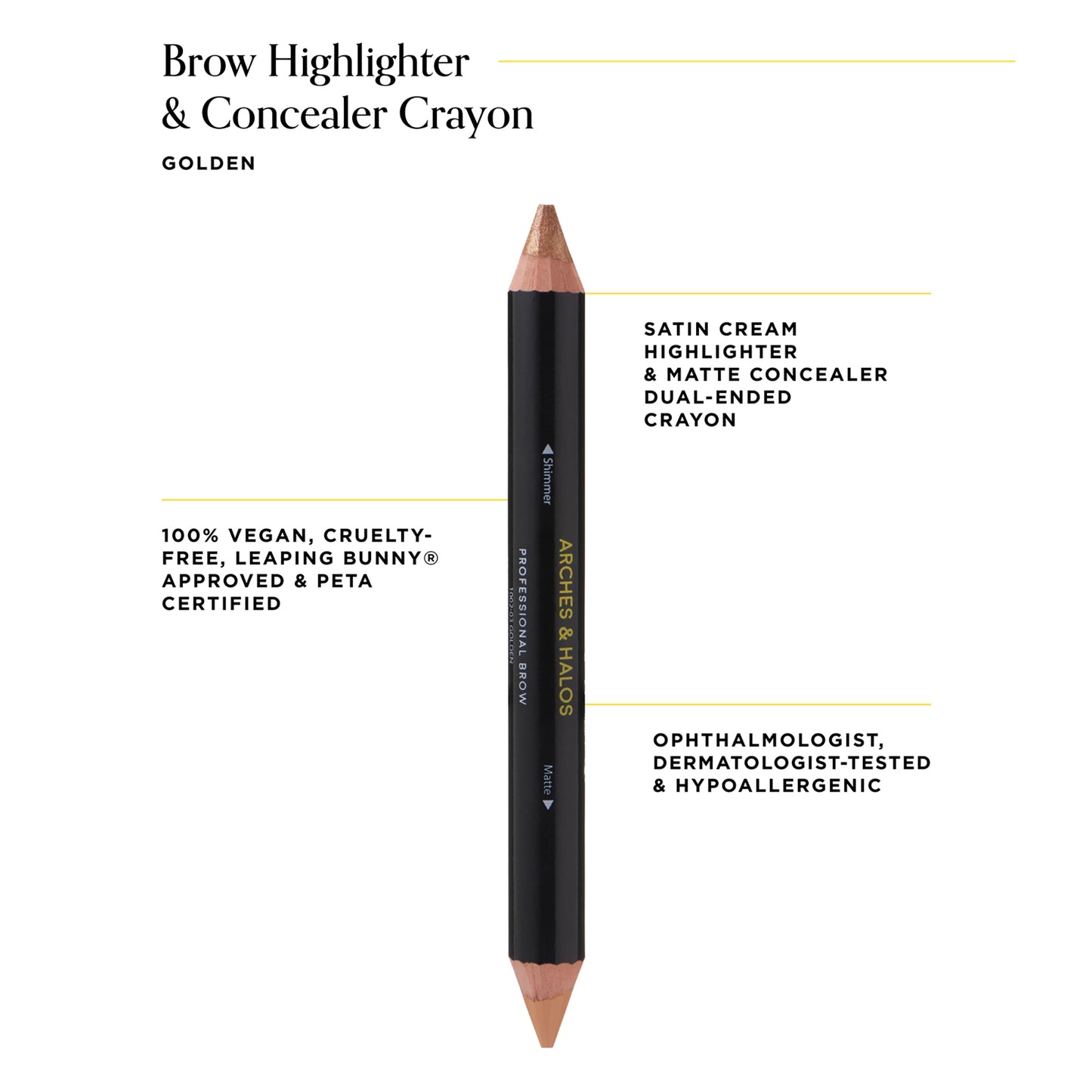 Dual-Ended Crayon - Matte Concealer & Satin Highlighter For Eyebrows