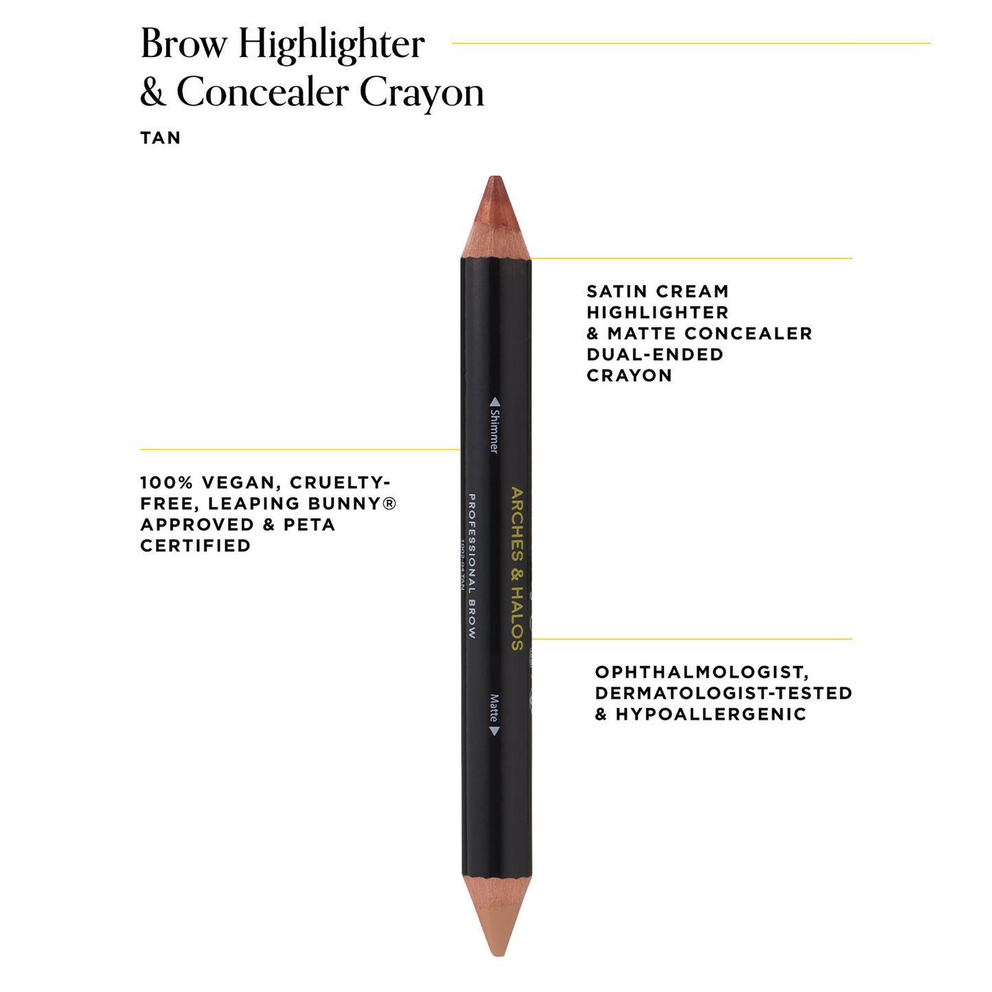 Dual-Ended Crayon - Matte Concealer & Satin Highlighter For Eyebrows