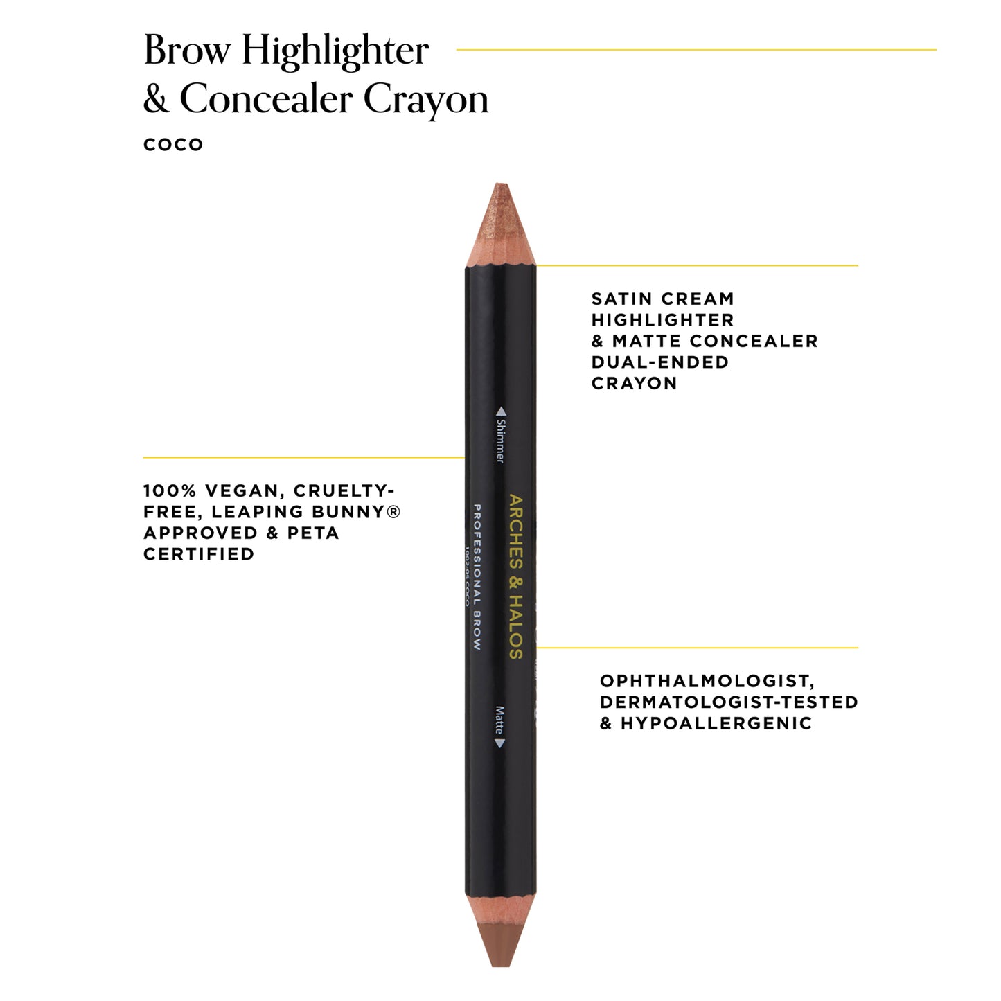 Dual-Ended Crayon - Matte Concealer & Satin Highlighter For Eyebrows