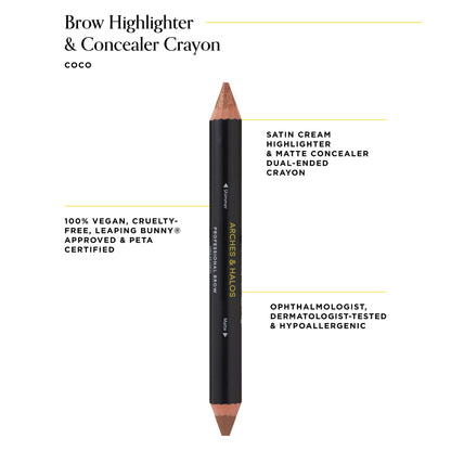 Dual-Ended Crayon - Matte Concealer & Satin Highlighter For Eyebrows